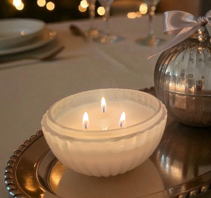 Gold Glass 3 Wick Bauble Candle - Pre-order Special